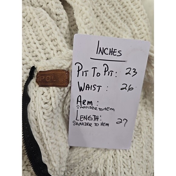 POL Minimalist Oversized Chunky Knit Sleeveless Long Tunic Sweater Women M Cream - Picture 5 of 7